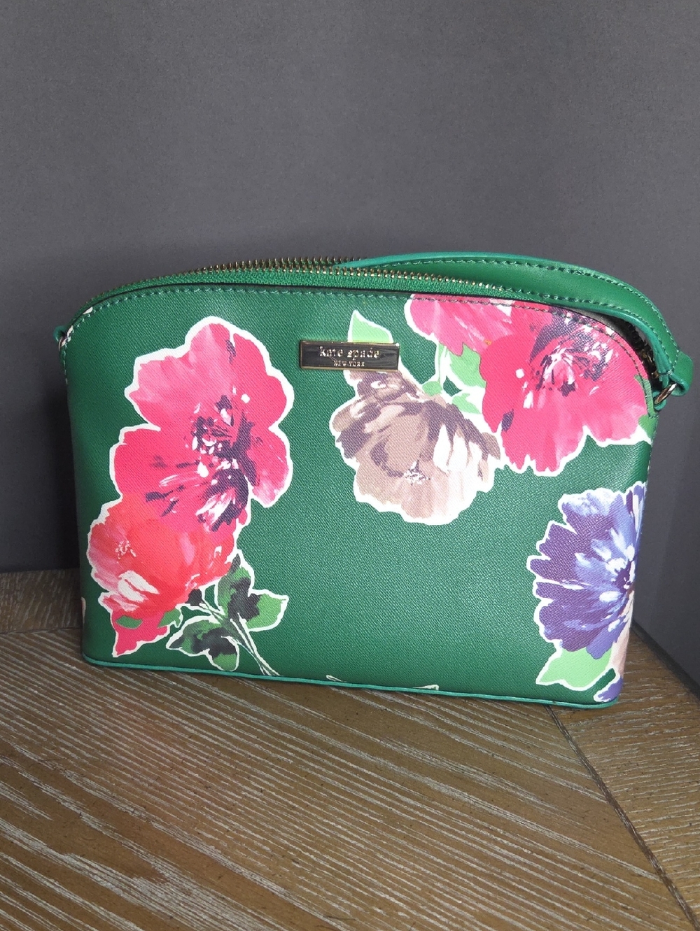 kate spade Green Floral Zip Crossbody